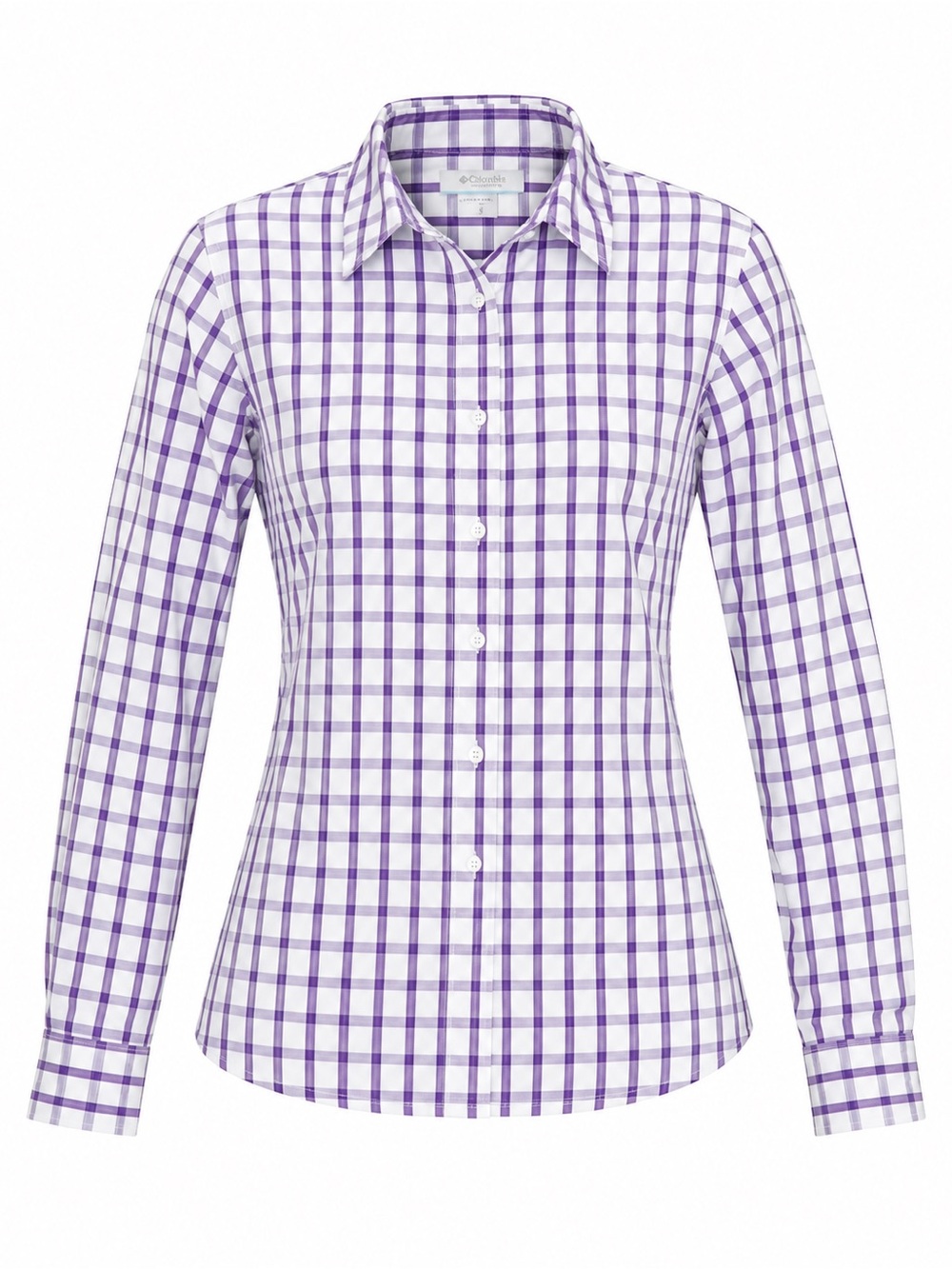 Columbia Omni Shade Plaid Shirt White Purple Small Outdoor Hiking Gorpcore